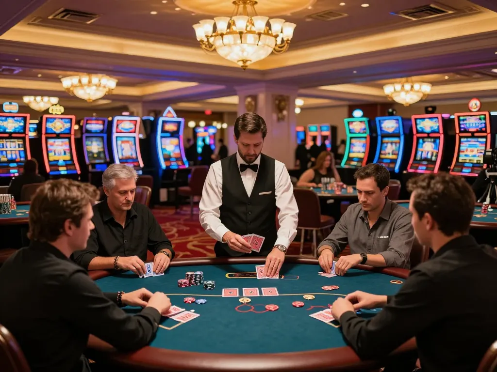 Hitclub players engaging in a thrilling poker game amidst a luxurious casino atmosphere.