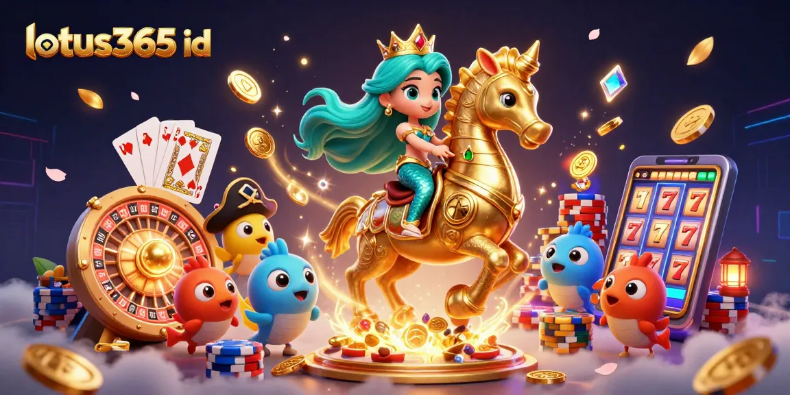 Engage with the lotus365 id through a vibrant 3D casino illustration showcasing exciting game elements.