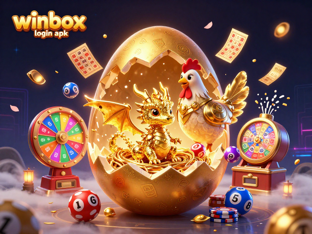 Experience the thrill of the winbox login apk with vibrant casino elements and a magical gold dragon.