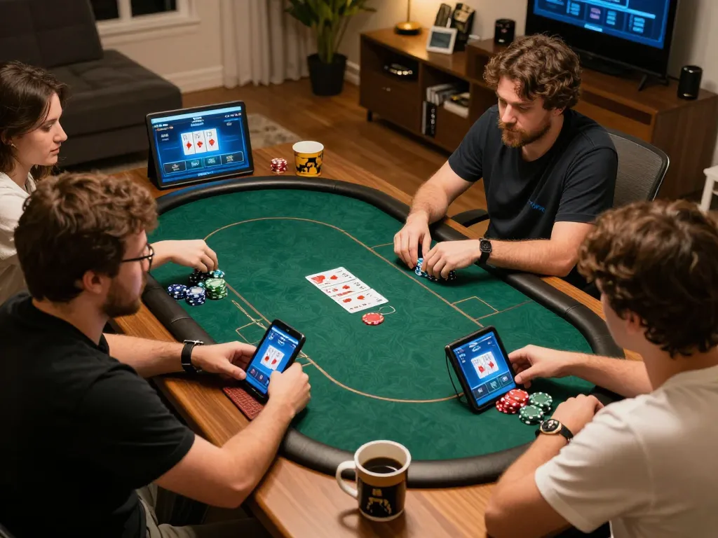 Engaging virtual poker action on nk88 com with players thoughtfully strategizing from home