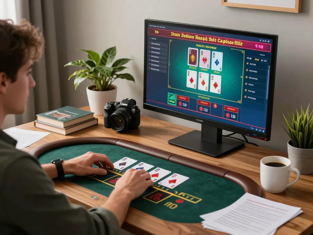 Engaging in live dealer blackjack on gameradar during a cozy home gaming session.