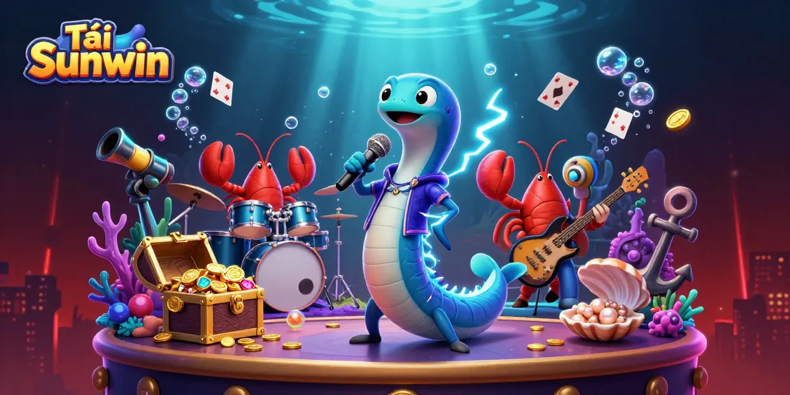 Tải Sunwin brings underwater fun with a 3D eel DJ, lively band, and casino-themed treasures.