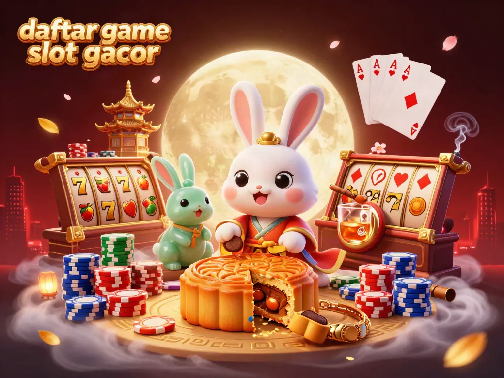 Daftar game slot gacor dengan karakter kelinci bulan yang mengolah kue bulan di latar kasino