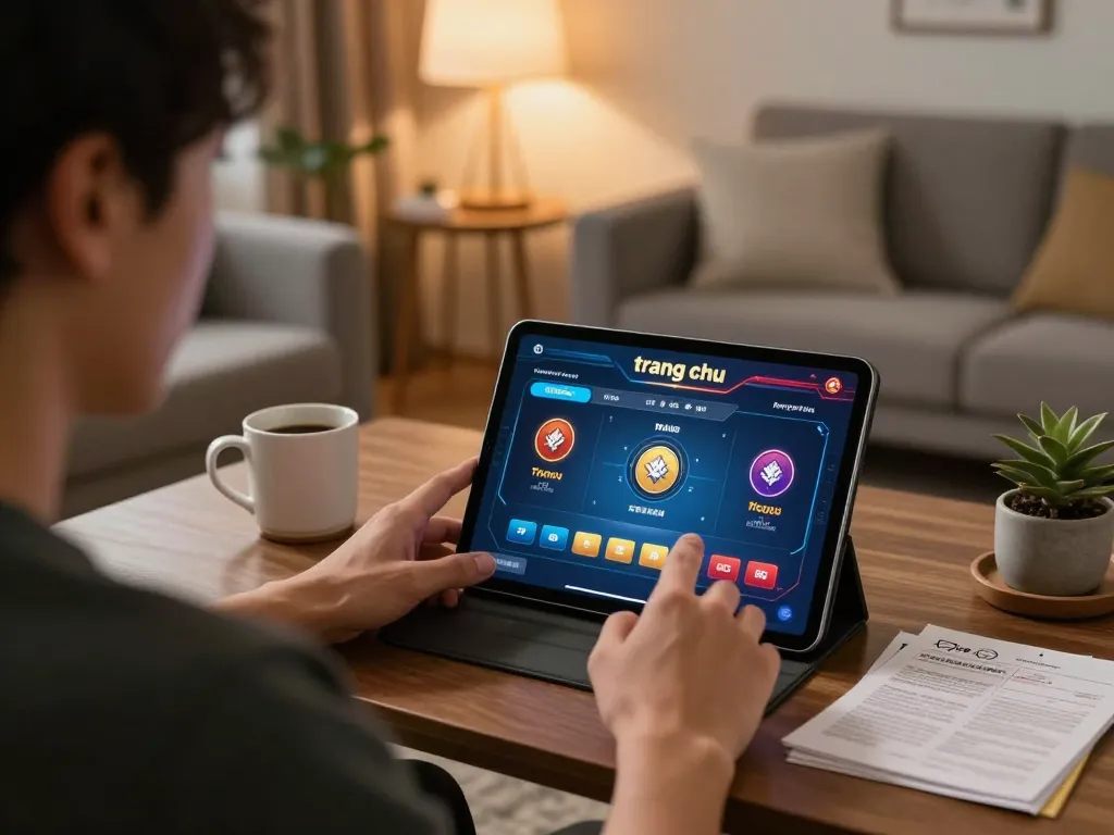 Engaging gameplay on 789win trang chu poker app displayed on tablet, showcasing responsible gambling.
