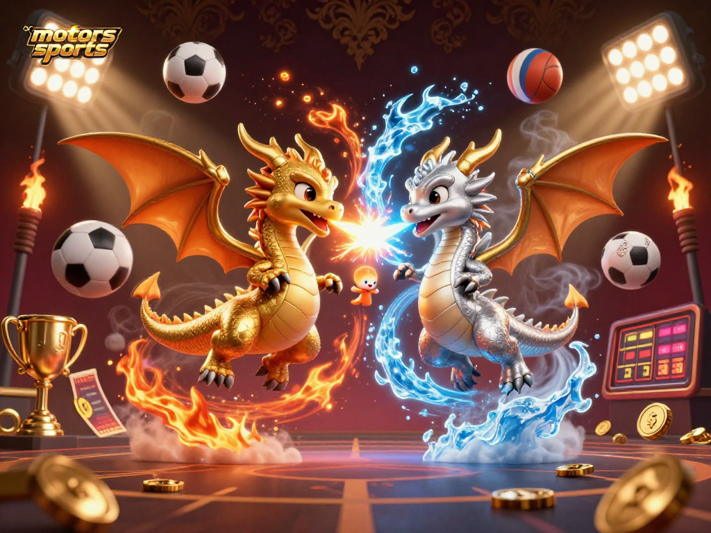 Experience thrilling motorsports betting with dynamic dragons and sports action elements.