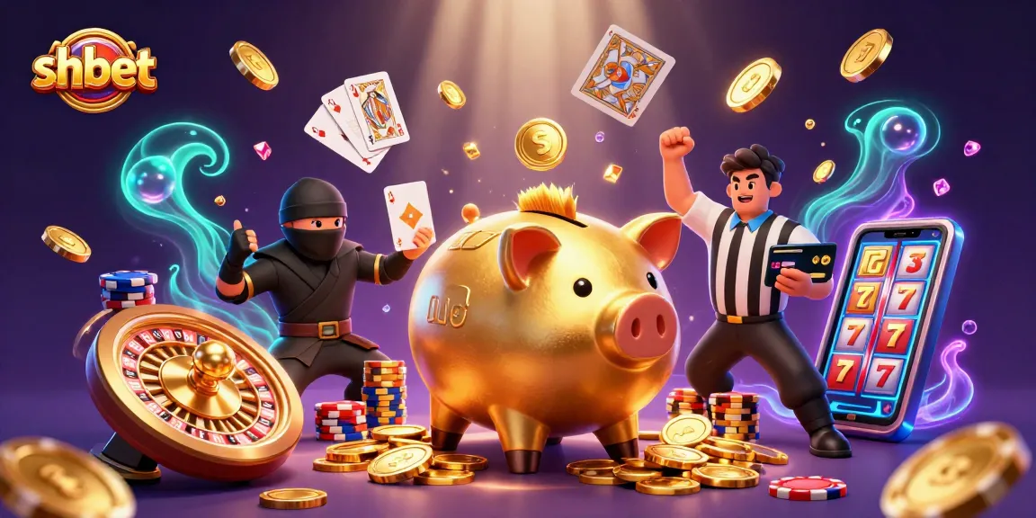 Experience the excitement of shbet with a 3D illustration featuring a golden piggy bank sumo wrestler!