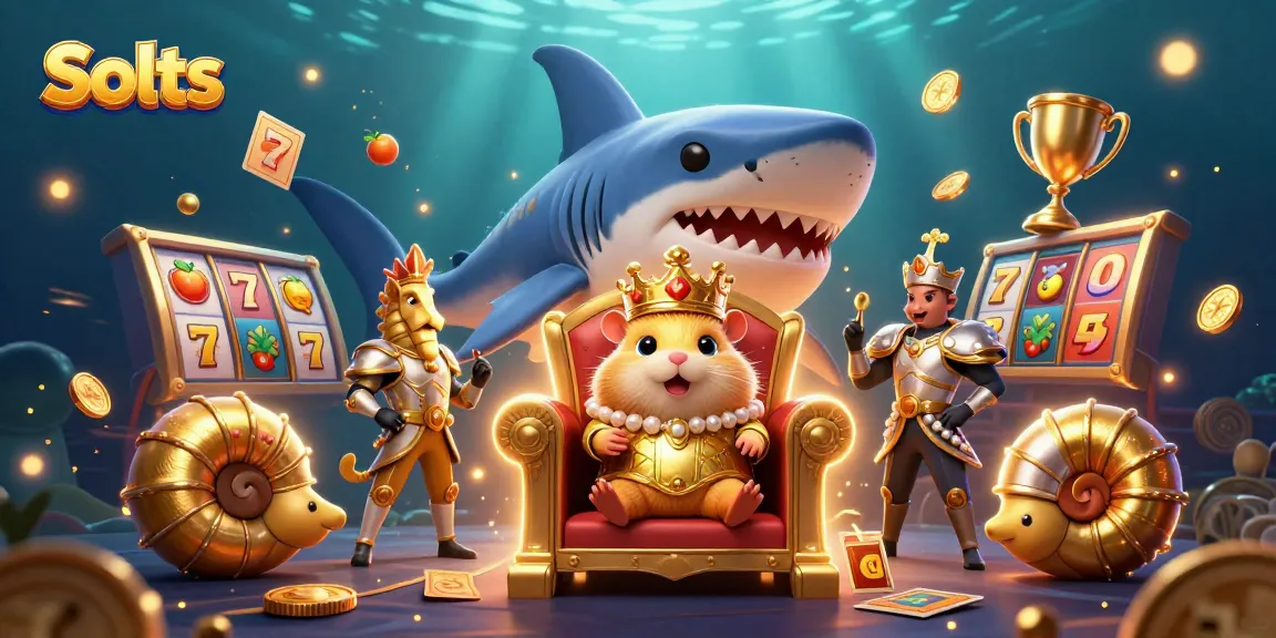 Engage with thrilling Slots through a 3D scene featuring a hamster king with casino elements.