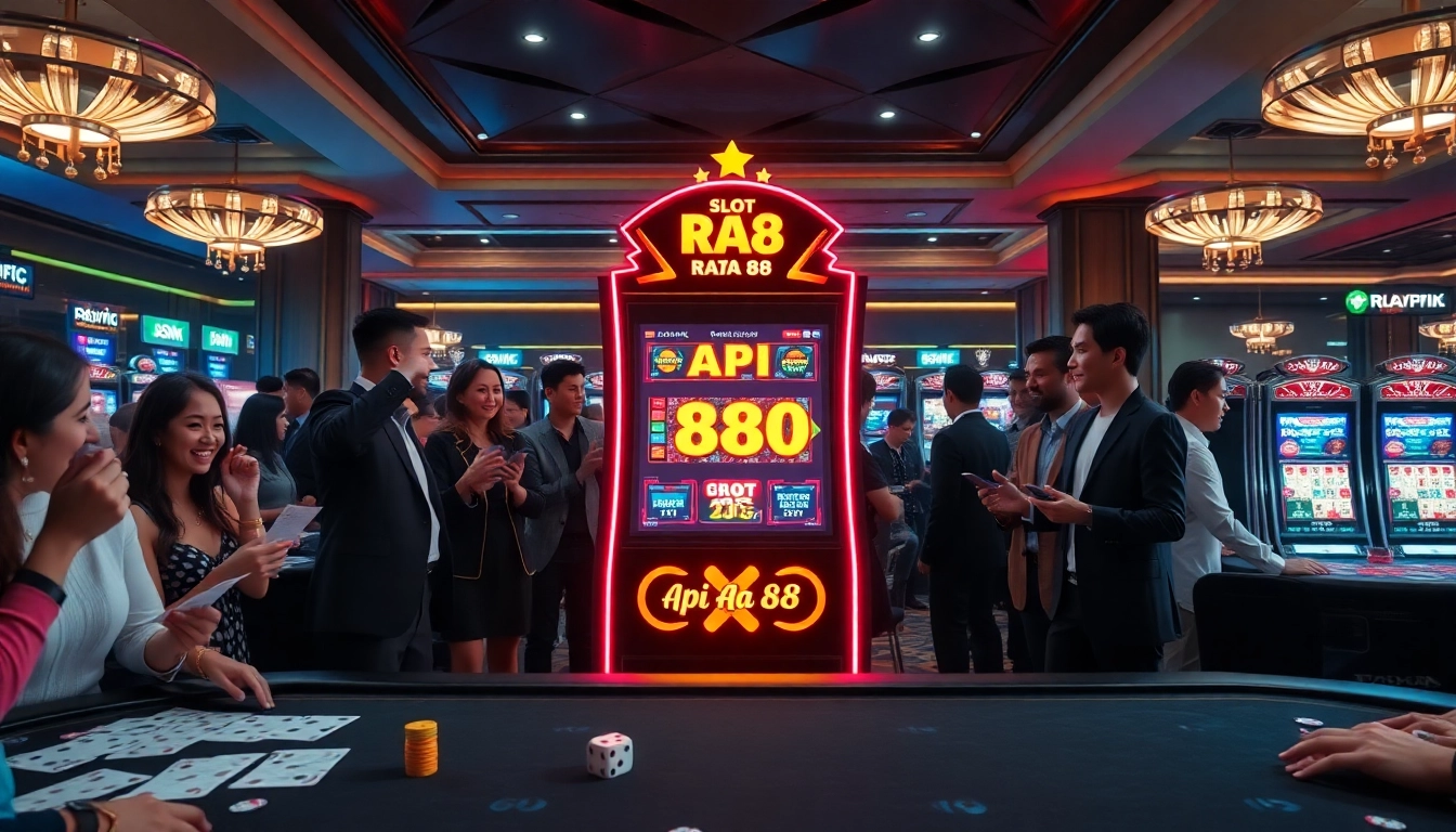 Experience the thrill of winning at slot api raja 88 with vibrant slot machines and excited players.
