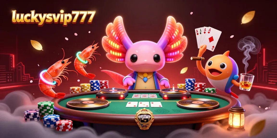 Win big at luckysvip777 with a vibrant casino scene featuring a neon DJ and animated sea creatures.