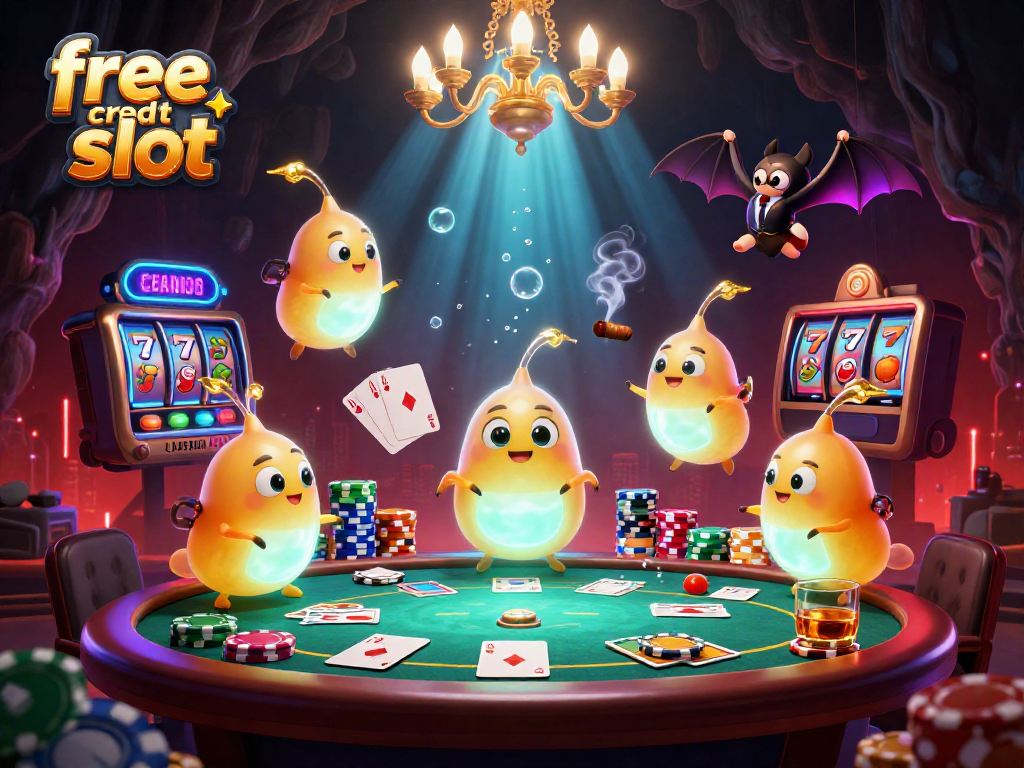 Engage in thrilling gaming adventures with the free credit slot featuring glowworms illuminating a vibrant casino scene.