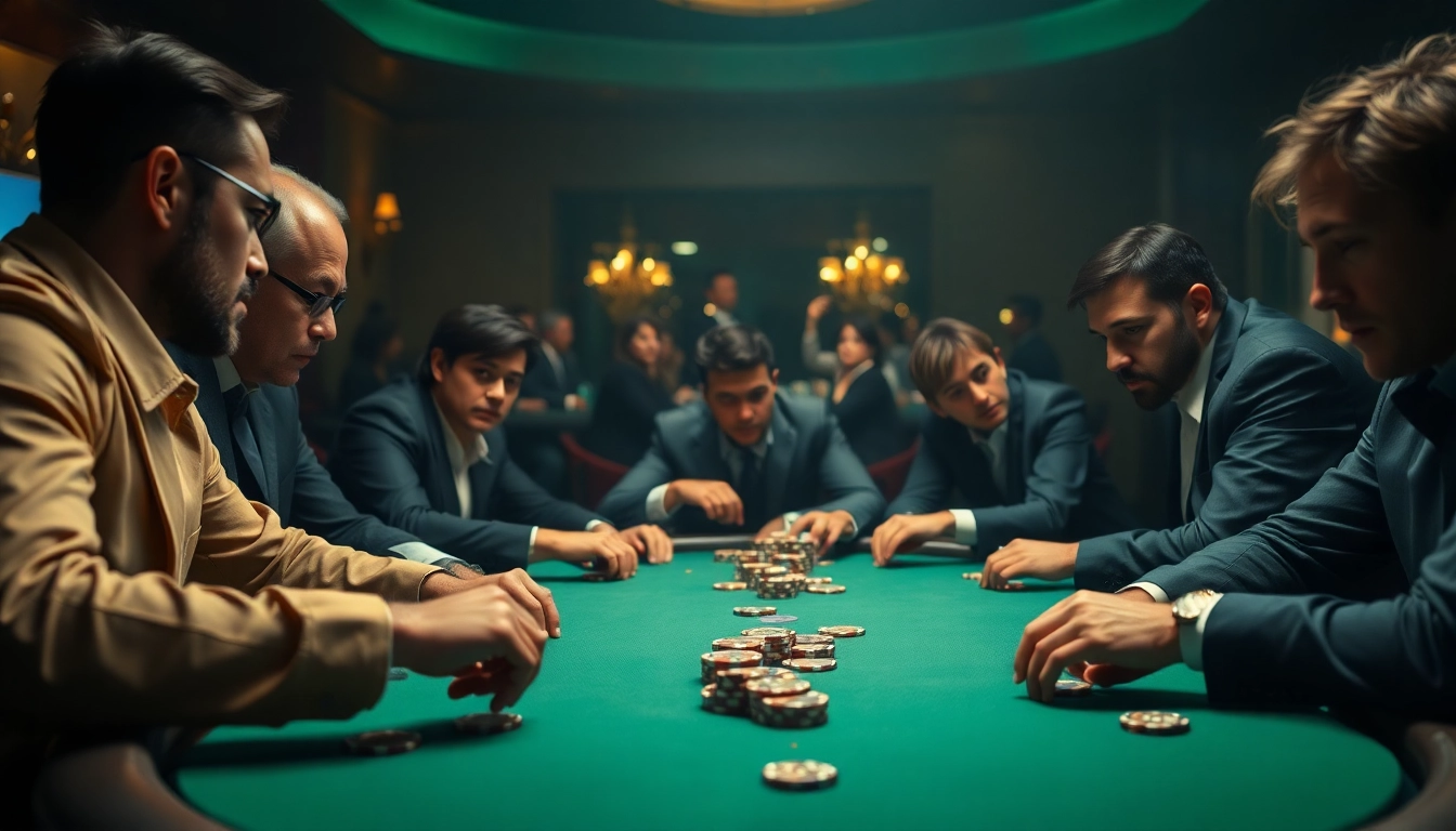 Intense players at a Poker Game showcasing competitive spirit and strategic moves in a casino