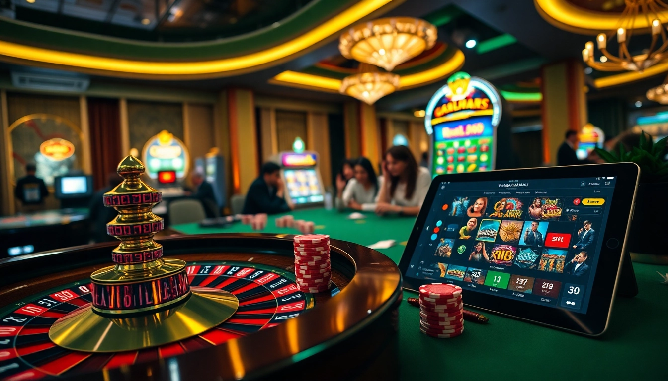 Engaging casino players experiencing viral4d action with vibrant slot games and poker tables.