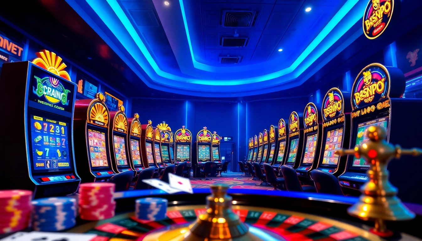 Spin and win on engaging slot online gacor machines in a vibrant casino backdrop.